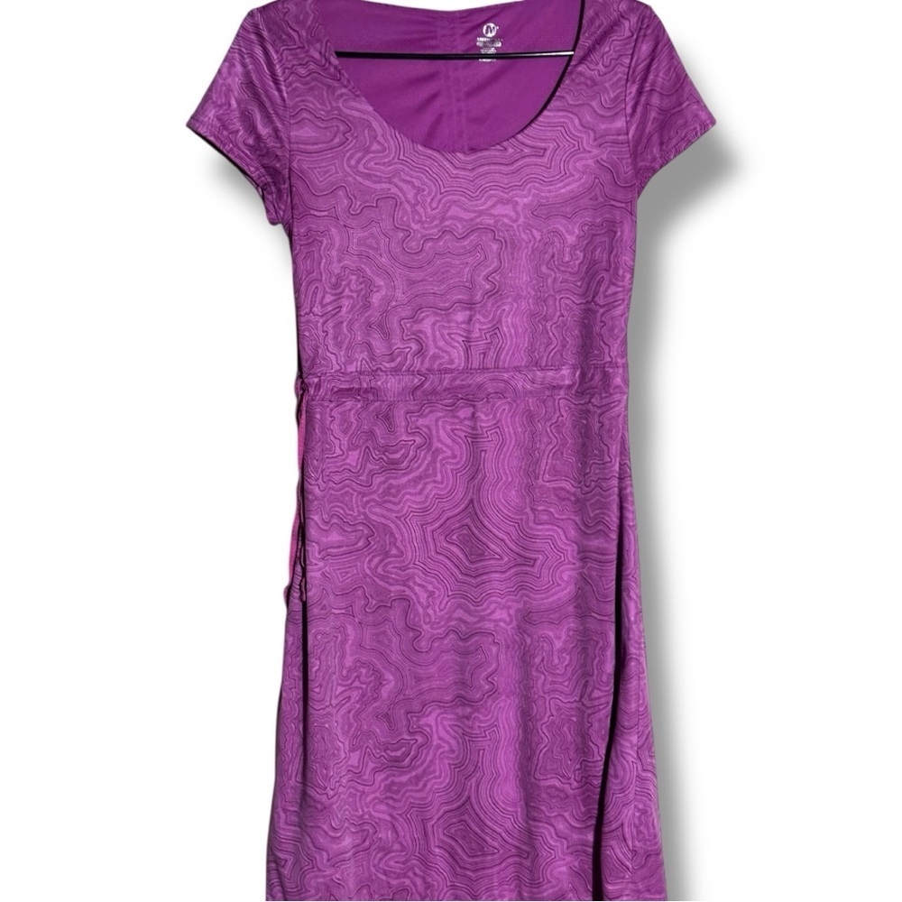 Merrell Light Purple Short Sleeve Waist Cinched Open Back Midi Dress - Picture 14 of 15